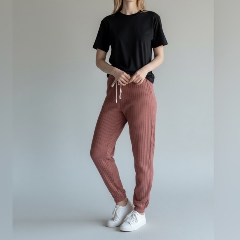 Blu Pepper NWT Cozy Life Ribbed Mauve Joggers